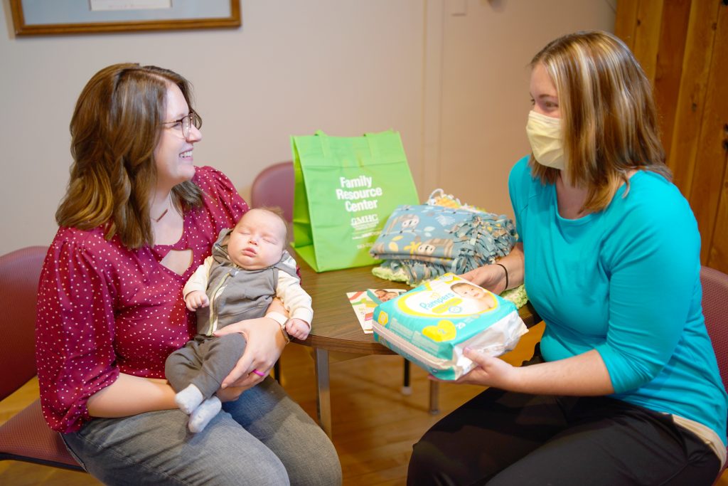 Family Resource Center meeting with new mom